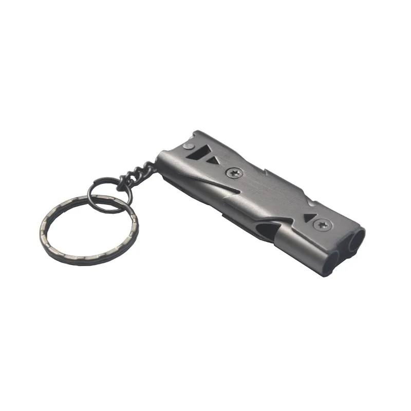 Outdoor Emergence Saving Tools Double Pipe Whistle High Decibel Stainless steel Emergency Survival Keychain Cheerleading Whistle decibel outdoor 2018 saturday