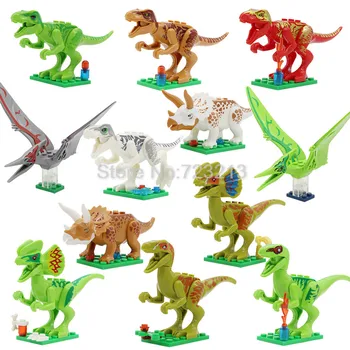 

Jurassic Dinosaur World Blue T-Rex Velociraptor Allosaurus Building Block Sets Models Kids Assembley Toys for Children Gifts