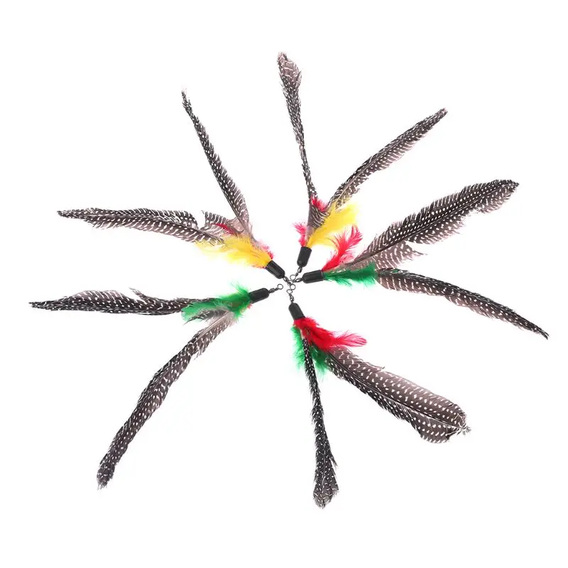 2021 New 5PCS Handmade Natural Feather Cat Toy Da Bird Refills Interactive Teaser Sticks