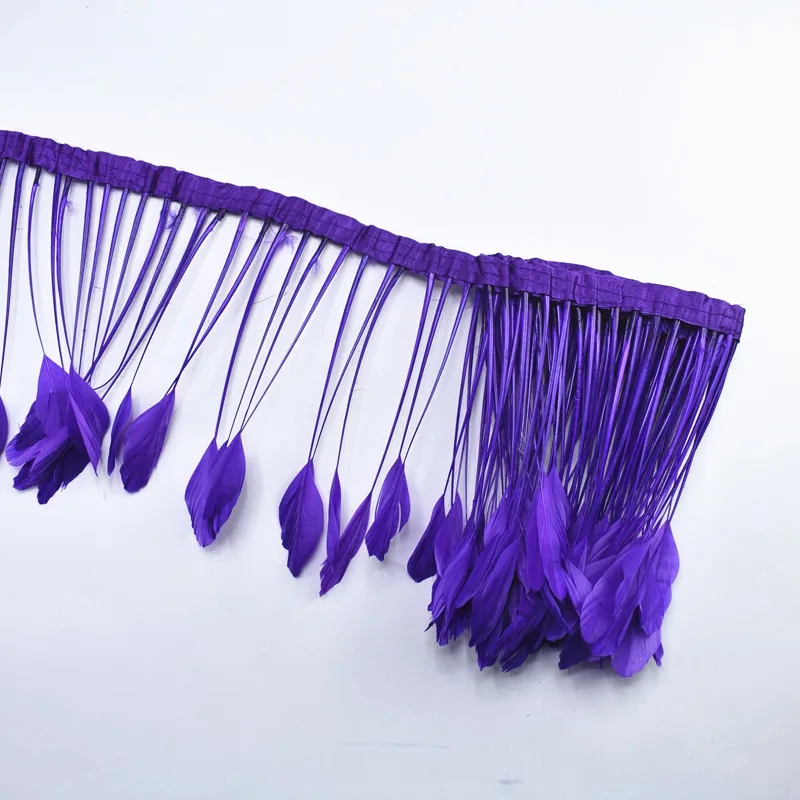 2 метра полоска Coque хвост перья отделка Лента Высота 4-" фазан гусиные перья для рукоделия DIY Швейные аксессуары - Цвет: Purple