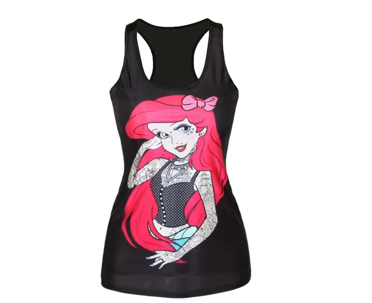 

Versatile slim cartoon european-american print digital I - vest for women GJ-78 2019 tank top vest