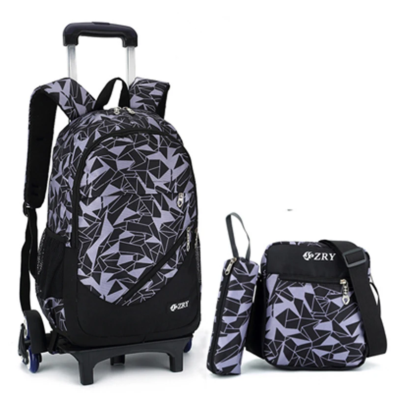 

Kids Boys Girls Trolley Schoolbag Luggage Book Bags Backpack Removable Children School Bags With 2/6 Wheel Stairs