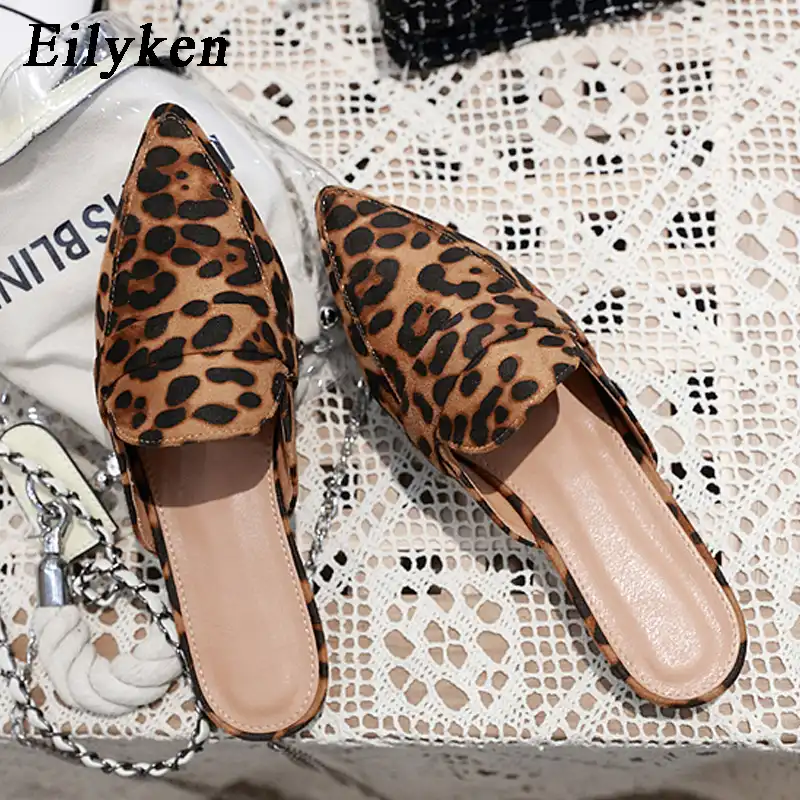 ladies leopard print slippers