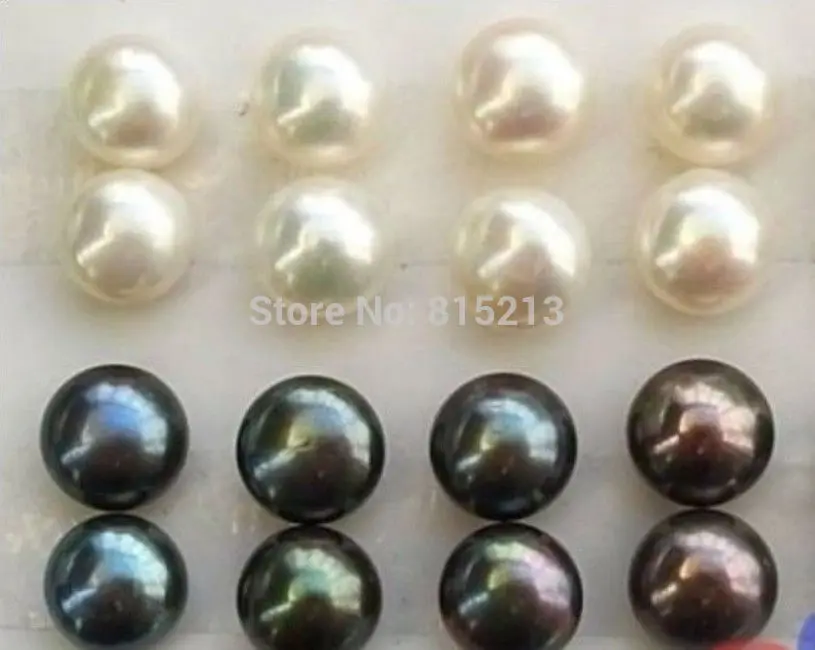 

FREE SHIPPING>>> wb00492 AAA+8 pairs 10-11 mm Black White south sea Pearl stud Earrings