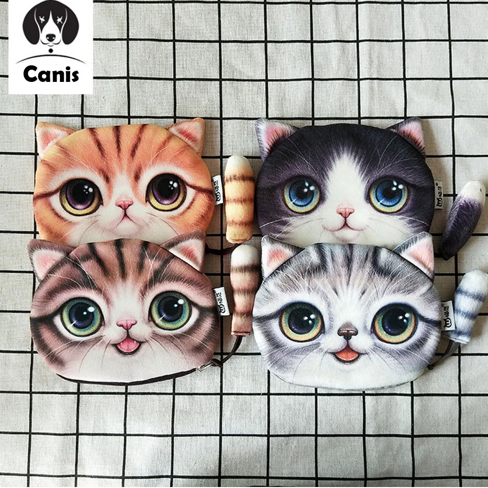 3D Кот лицо хвост Милая Монета Сумка кошелек изменить кошелек-брелок для ключей
