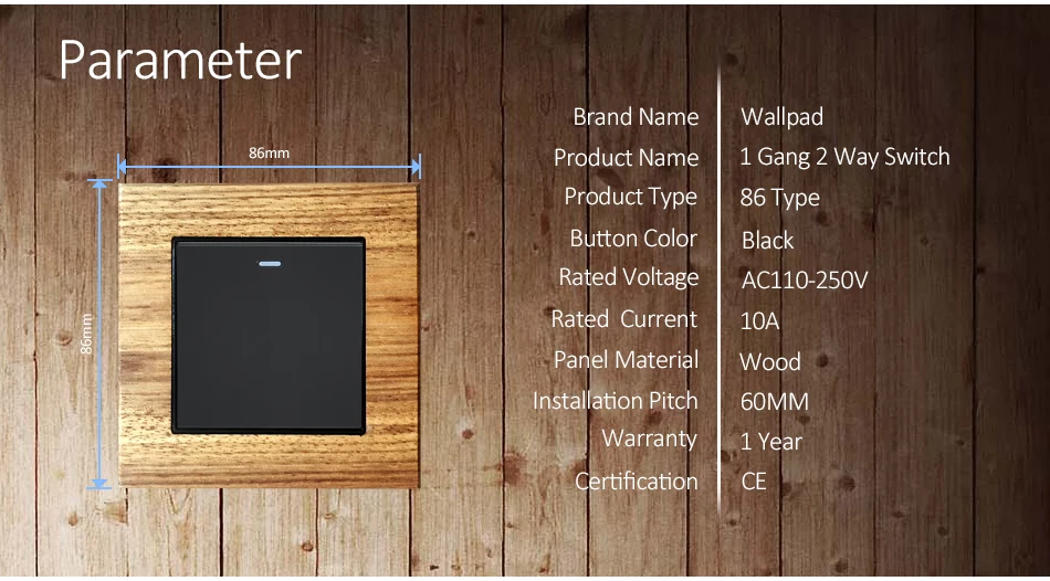 Деревянная рамка 1 банды выключатель Wallpad люксовый настенный светильник кнопочный переключатель переключатели прерыватель 2 Way светильник переключатель