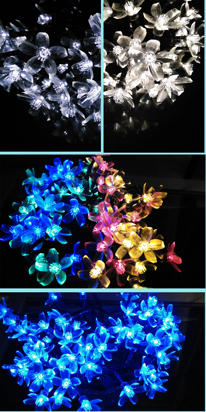 Flores de Cereja Luzes da Corda do Feriado à Prova Yiyang Jardim Novidade Solar Dwaterproof Água Festival Festa Decoração Lâmpadas Iluminação Cereza Led 8 High Quality Luzes e Iluminação