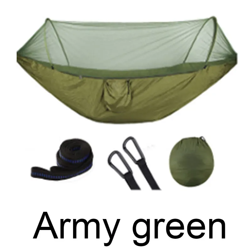 Открытый Москитная сетка парашют гамак кемпинг подвесной спальный кровать портативный высокопрочный спальный качели 290x140 см - Цвет: Army green