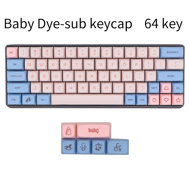 BGKC XDA Baby Ethermal Dye Sublimation fonts PBT DSA keycap For Wired USB mechanical keyboard Cherry MX switch keycaps - Color: 64 key