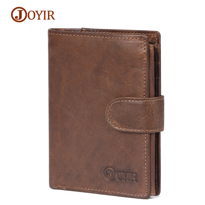 

JOYIR Genuine Leather Men Wallets Vintage RFID Short Wallet Male Card Holder Hasp Cow Leather Wallet Men Purse Small Coin Purse