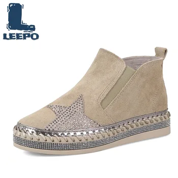 

Platform Loafers Shoes for Women Handmade Genuine Leather Flats Shoes Ladies Spring/Autumn Comfort Slip-On Round Toe Flats