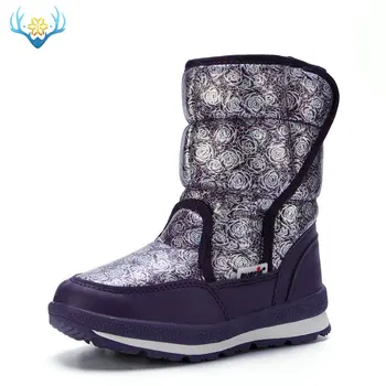 

Winter warm snow boot children shoes synthetic plush soft fur 2019 style strong sole thick upper easy wear purple free shipping