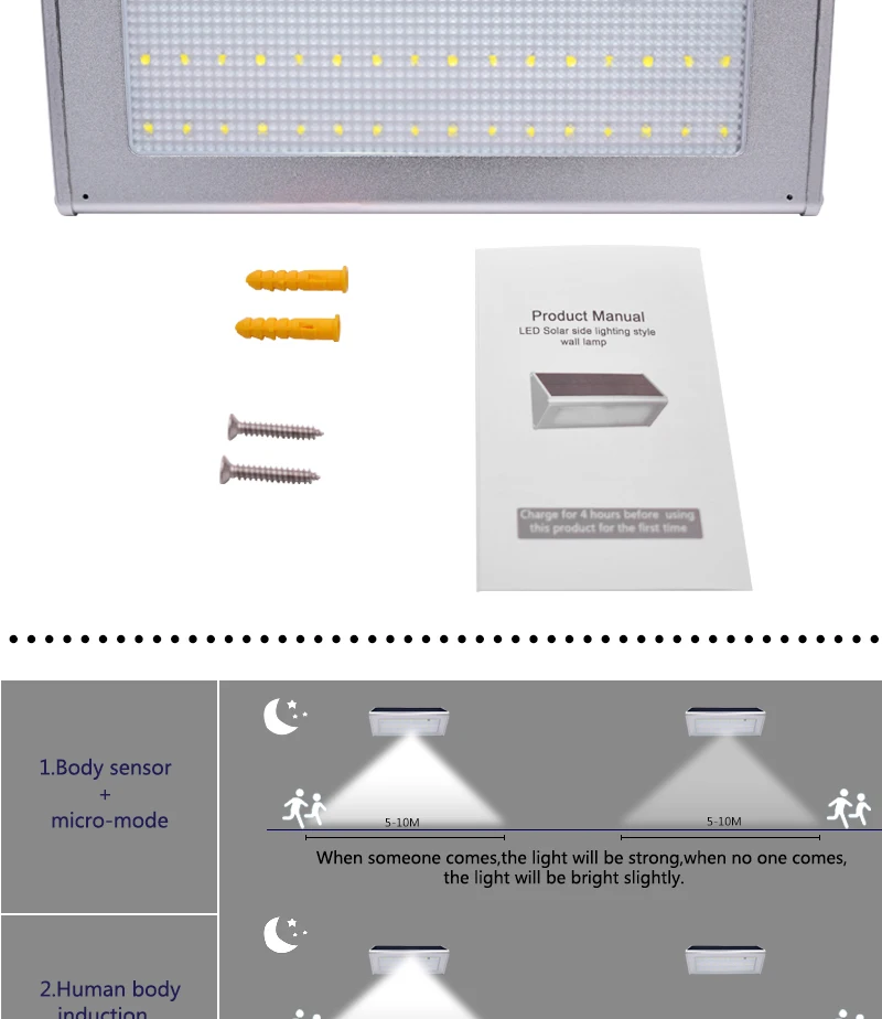 Upgraded Radar Motion Sensor 48LEDS 800lm Aluminum Solar Lamp Garden Home Outdoor Wall Light Waterproof Lighting Lights Lamps solar stake lights