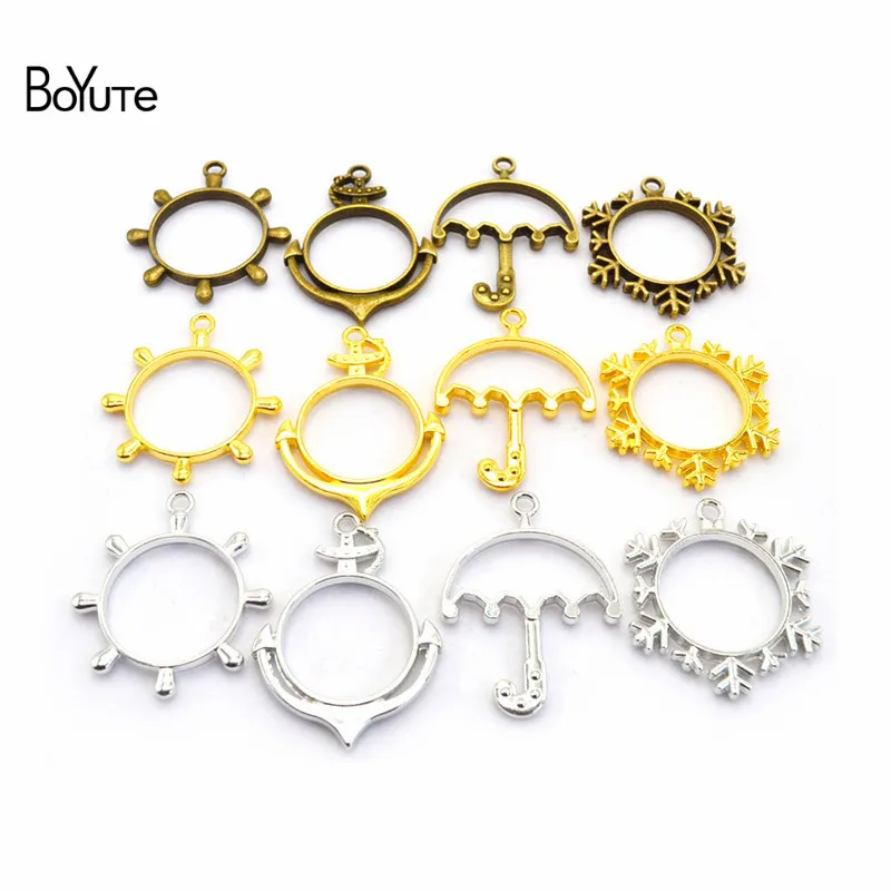 

BoYuTe (5 Pieces/Lot) Metal Alloy Anchor/Rudder/Umbrella/Snowflake Pendant Blanks Tray Bezel DIY Hand Made Jewelry Accessories