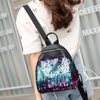 

030219 new hot female mini bright sequins backpack lady girl small fashion travel bag