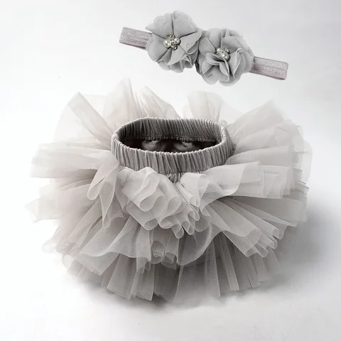 Short Kids Tutu Skirt for Girls Small Lush Puffy Toddler Baby Girl Clothes Tulle Skirt for Newborns Children With Headband