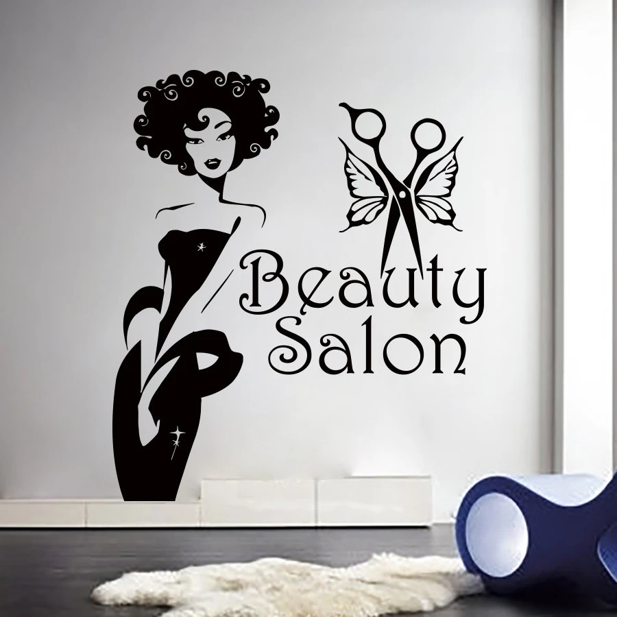 43X58 Adesivi murali adesivi per parrucchieri salone di bellezza ragazze del sesso decalcomanie taglio di capelli poster decalcomanie di arte della parete del vinile decorazione decorazione della fi