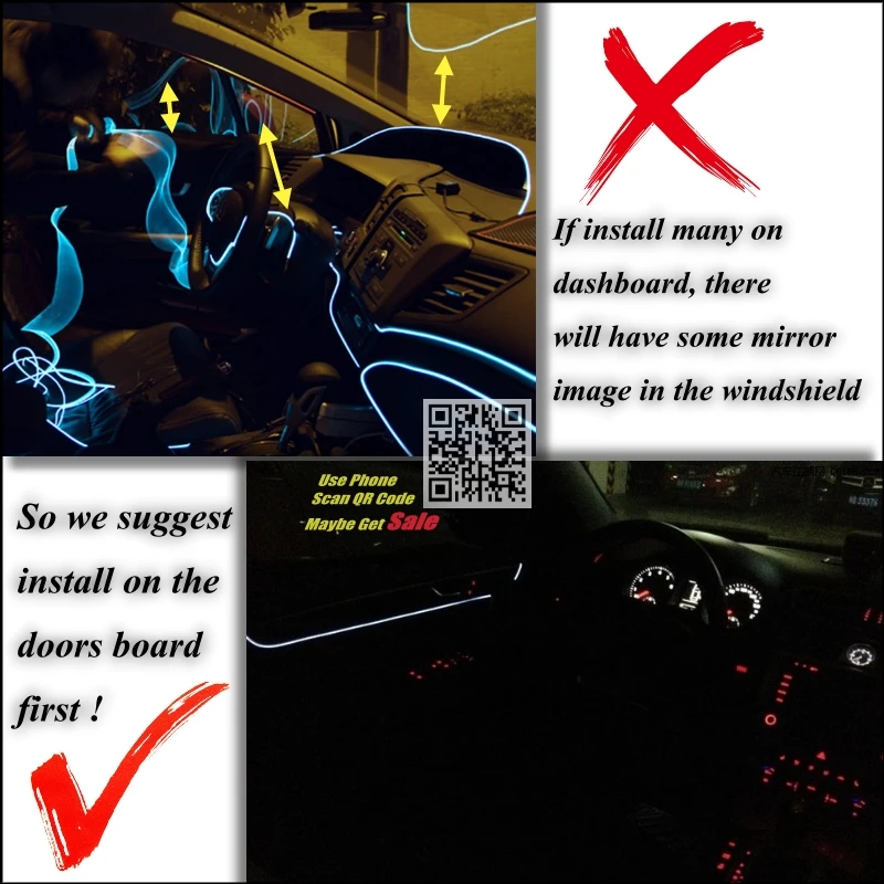 Panel de luz ambiental para Interior de coche, tira de iluminación Interior de fibra óptica, para Renault R Space SM7 Spider Twingo Zoe