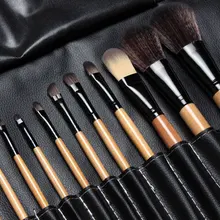 Free shipping !! 15 pcs Soft Synthetic Hair make up tools kit Cosmetic Beauty Makeup Brush Black Sets with Leather Case