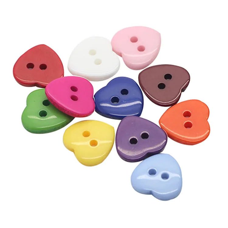 

100pcs 2-hole Heart Shape Plastic Buttons Colourful Buttons For Diy Individual Character Artwork Sewing Accessories #815