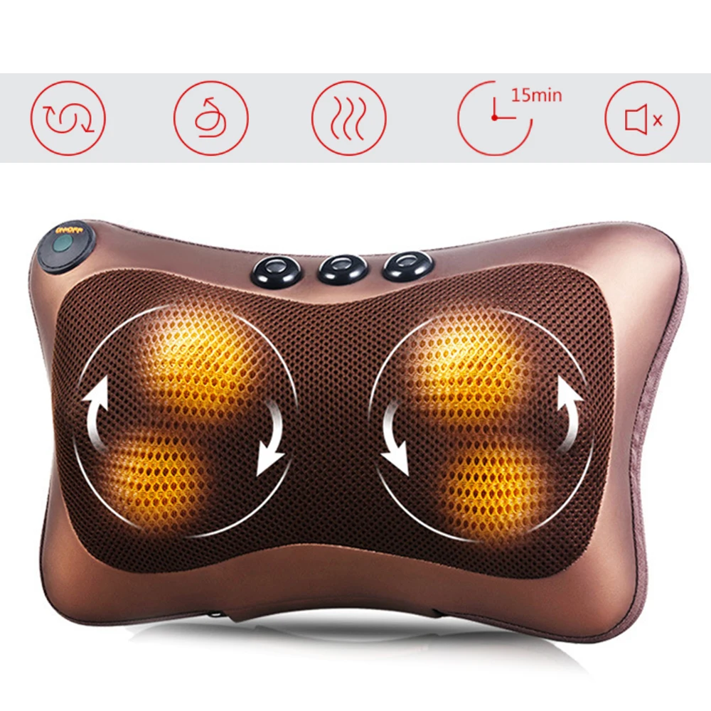 

4/8 Rollers Massage Pillow Cushion Car Home Electric Kneading Shoulder Back Neck Massager Body Relax Pain Relief Massage Pillow