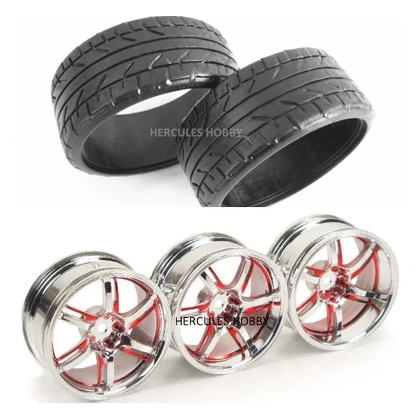 

RC Car 1/10 Tires Wheels Plastic 26mm On road Drift Touring 4pcs