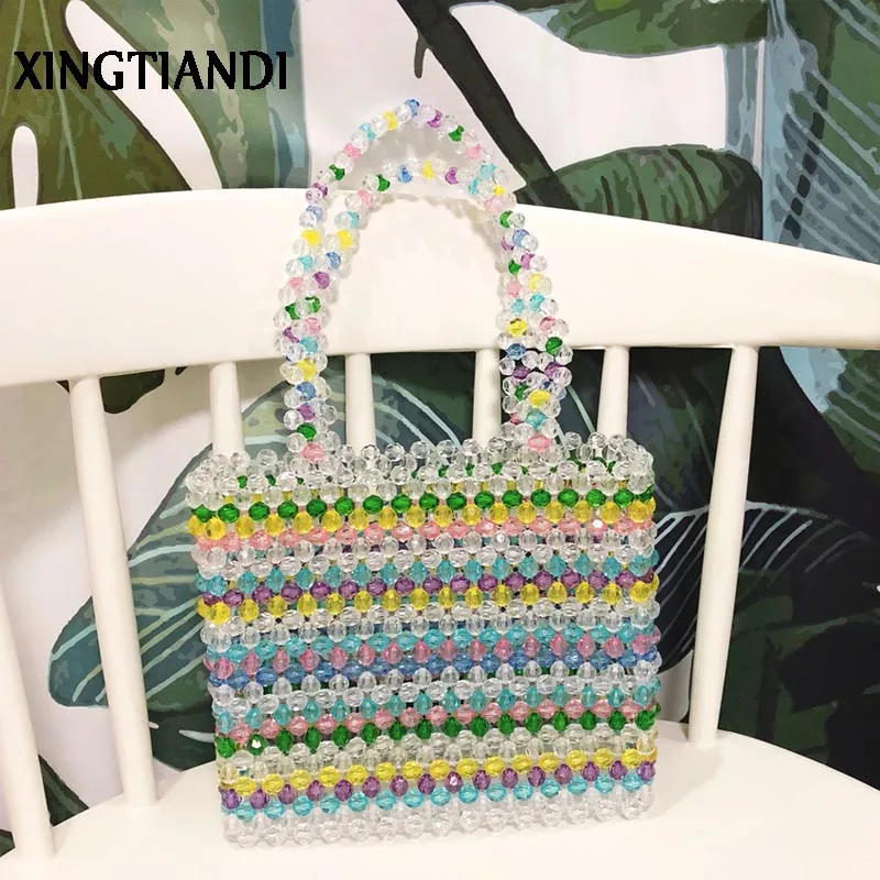 

New Vintage women Pearl bag beaded handbag evening party bags handmade tote bag
