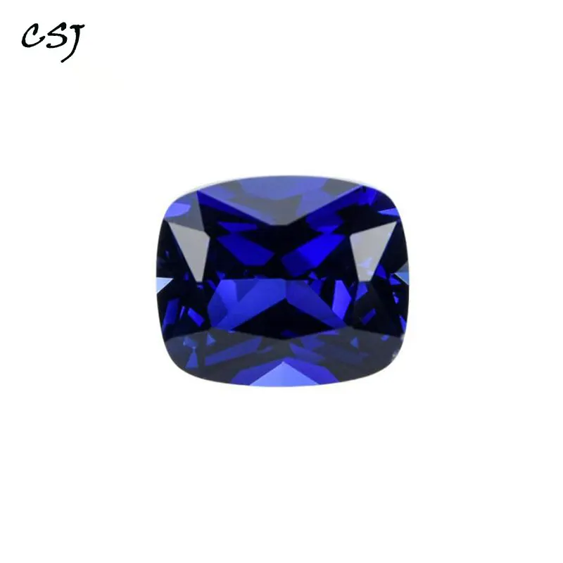 CSJ Syntheitc Sapphire Cushion Cut Loose Gemstone Blue Corundum для самостоятельного изготовления ювелирных