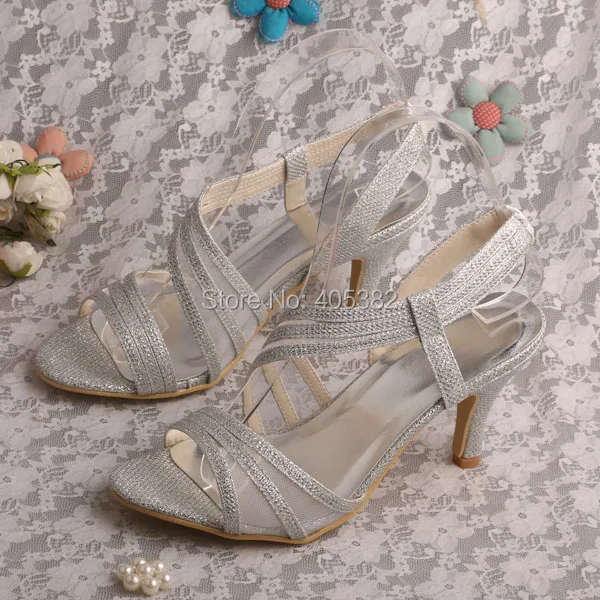 

Wedopus  Sparkle Wedge Sandals Ivory Satin Wedding Shoes with Crystals Dropshipping