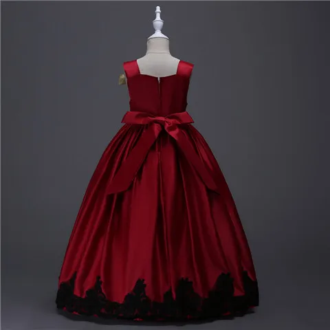 Одежда для девочек-подростков; летнее платье с цветочной вышивкой для девочек; детская одежда для свадебной вечеринки; Детский костюм принцессы; vestido - Цвет: Red