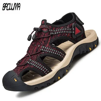 

New Fashion Breathable Men's sandals Summer Beach Shoes Outdoor Men's Sandal Shoes Soft Bottom Breathable Slip on Driving Shoes