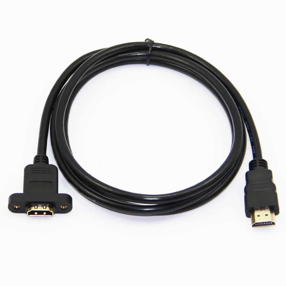 Позолоченный Удлинительный кабель HDMI штекер гнездо с винтовой панелью крепление