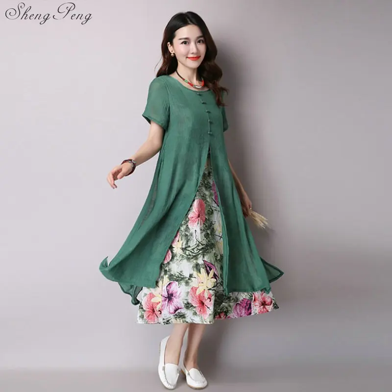 Женское платье qipao V904 элегантные летние китайские платья в восточном стиле