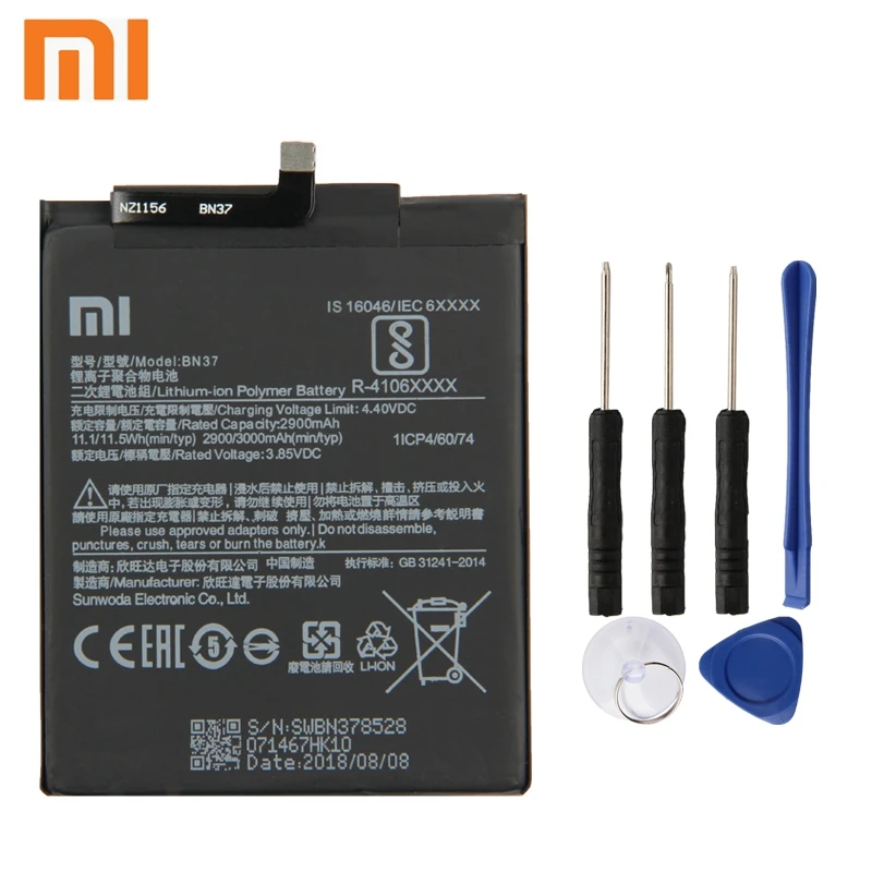

Xiao Mi Xiaomi BN37 Phone Battery For Xiao mi Redmi6 Redmi 6 Redmi 6A Redrice 6 BN37 3000mAh Original Replacement Battery + Tool
