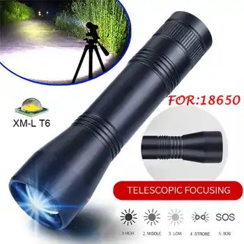 

Super Bright Powerful lanterna led t6 Tactical Military LED Flashlight Torch Zoomable 5-Mode For 18650 Battery #3S27