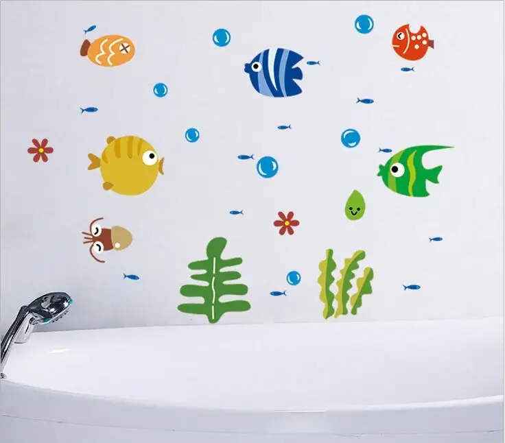 Cute Tropical Fish and Bubble Wall Sticker Kids Room Nursery Kitchen Bathroom Wall sticker home decor Cute Tropical Fish and Bubble Wall Sticker Kids Room Nursery Kitchen Bathroom Wall sticker home decor
