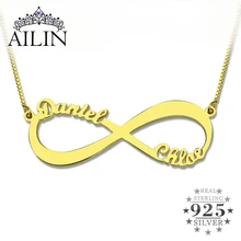 Dos Nombre Personalizado Collar de Oro del Infinito Collar Nombre Collar Del Amor No Tiene Fin de Joyería de Amor Infinito
