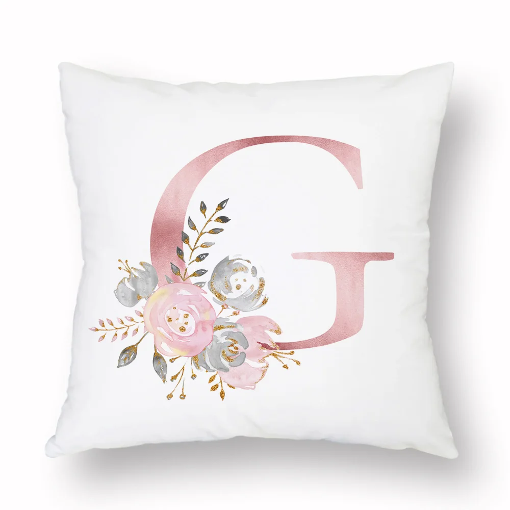 26 Английский алфавит инициалы акварельные Наволочки картина цветок розовый король чехлы на подушки для дома наволочка