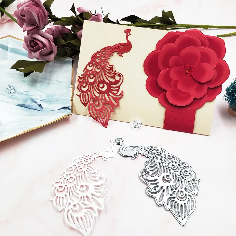 

Metal Cutting Dies Embossing Stencils DIY Peacock Scrapbooking Album Decorative Embossing Folder Cards Die Cutting Template