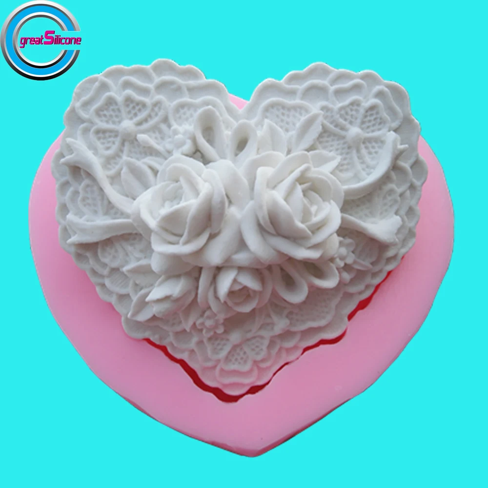 Great Mold Heart Flower Soap Mold 3D Rose Silicone Mold for Decorating