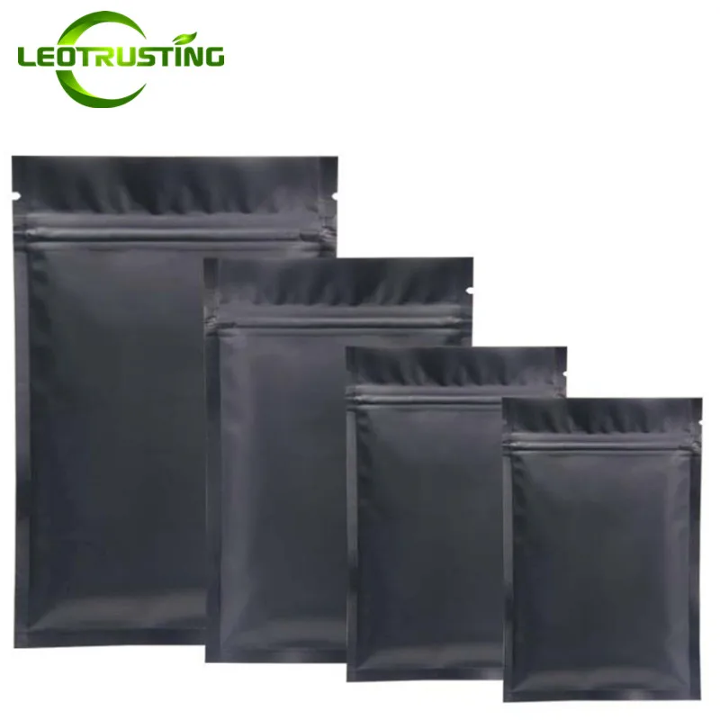 

Leotrusting 100pcs Small Matt Black Aluminum Foil Ziplock Bag Flat Bottom Metallic Mylar Black Zip Bag Herbal Fidget Spinner Bag