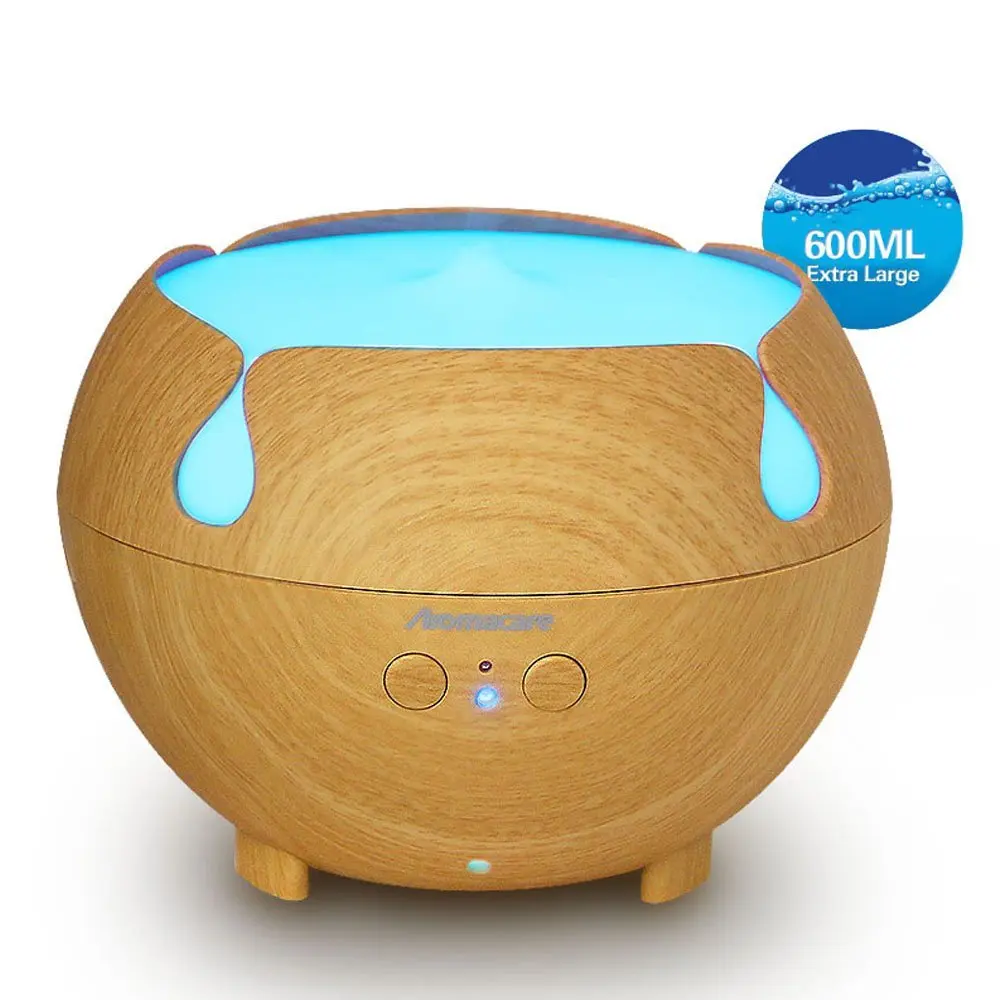 

Aromacare Aroma Essential Oil Diffuser Ultrasonic Air Humidifier with Wood Grain 7 Color Changing LED Lights for Office Home