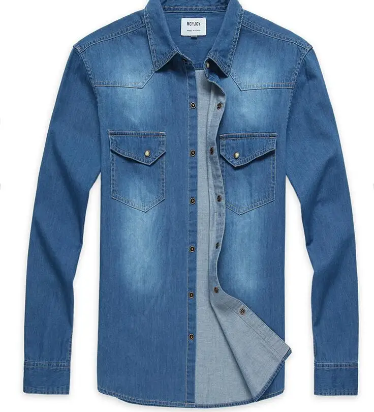 

HOT 2019 Spring Men's New Cultivate One's Morality Spring Cotton Cowboy Leisure Double Bag Long-Sleeved Shirt /S--4XL
