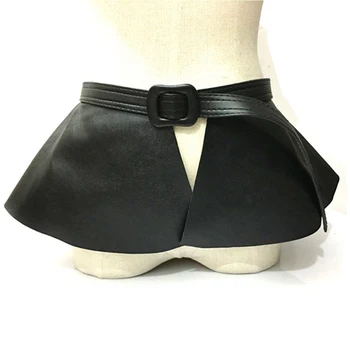 

Wide Gold Belt Corset Metal Decorated Belts Pu Leather Ruffle Skirt Waistband Cummerbunds Female Dress Strap Girdle Women Belt