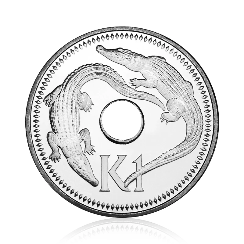 Оригинальная монета 1 KINA из Папуа Новой Гвинеи двойные крокодиловые монеты Holey 33