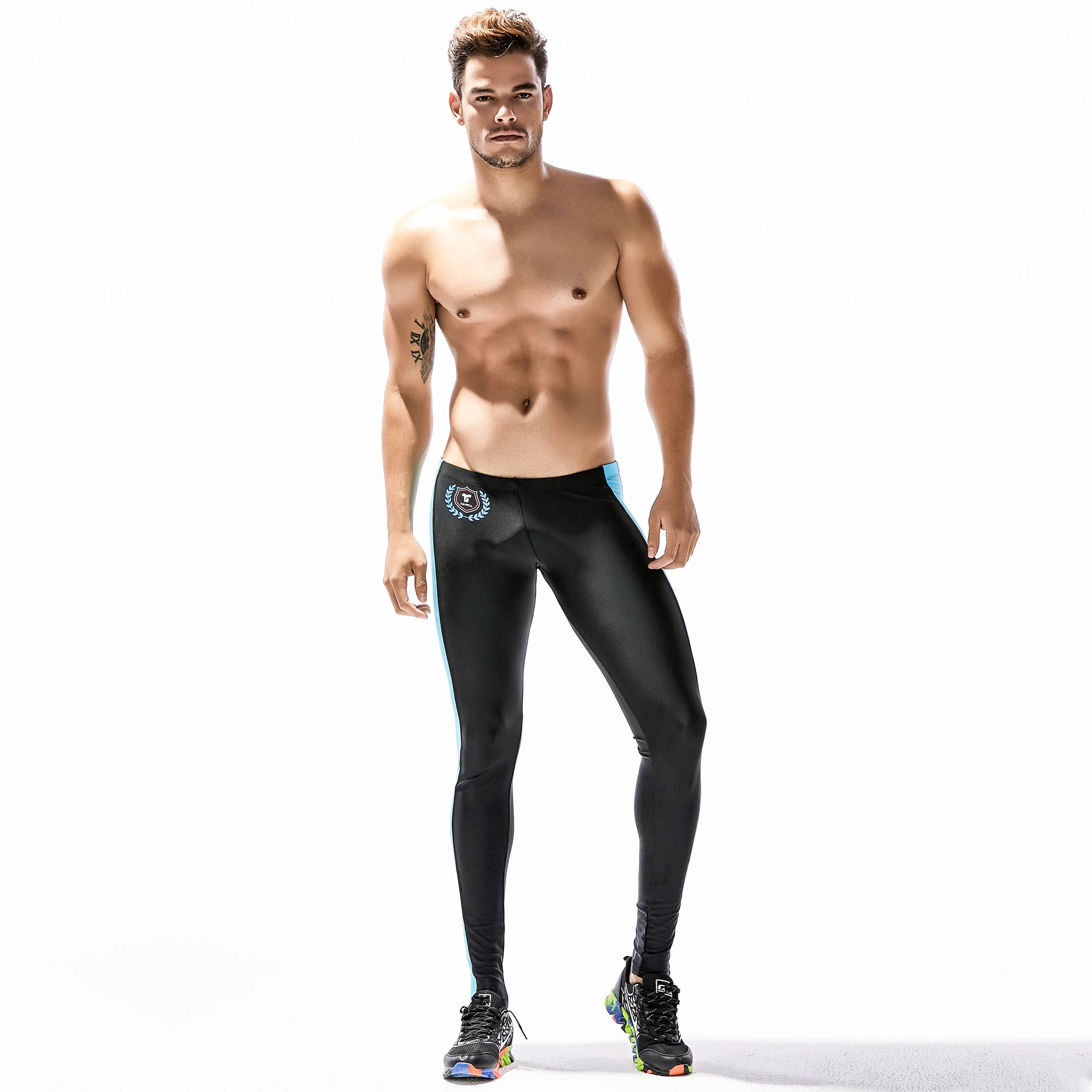 GANYANR Brand Running Tights Men Sports Leggings Basketball Yoga Pants Compression Fitness quick Dry Slim Nylon Sportswear Gym