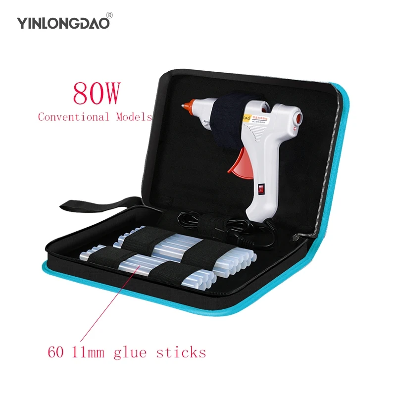

80W Conventional Models Copper Nozzle Hot Melt Glue Gun+ 60Pc High-purity High Viscosity Glue Sticks Mini Heat Temperature Tool