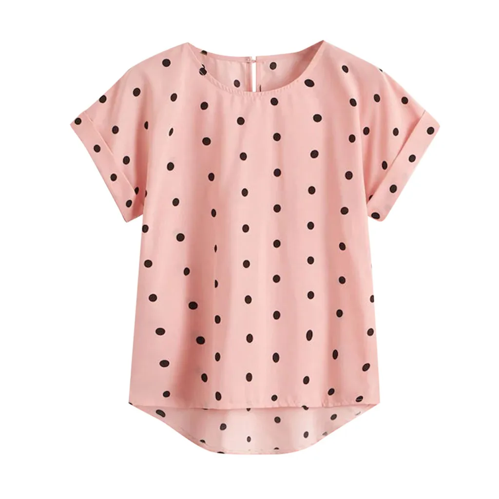 

Womens Summer Casual Dot Print Tops Short Sleeve T-Shirts Korean Ladies tops for summer 2019 sexy womens clothing ladies tops #