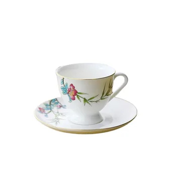 

100ML Pastoral Style Espresso Coffee Cup with Saucer Set Ceramic Bone china Drinkware Office Master Milk Yogurt Mini Cups Mug