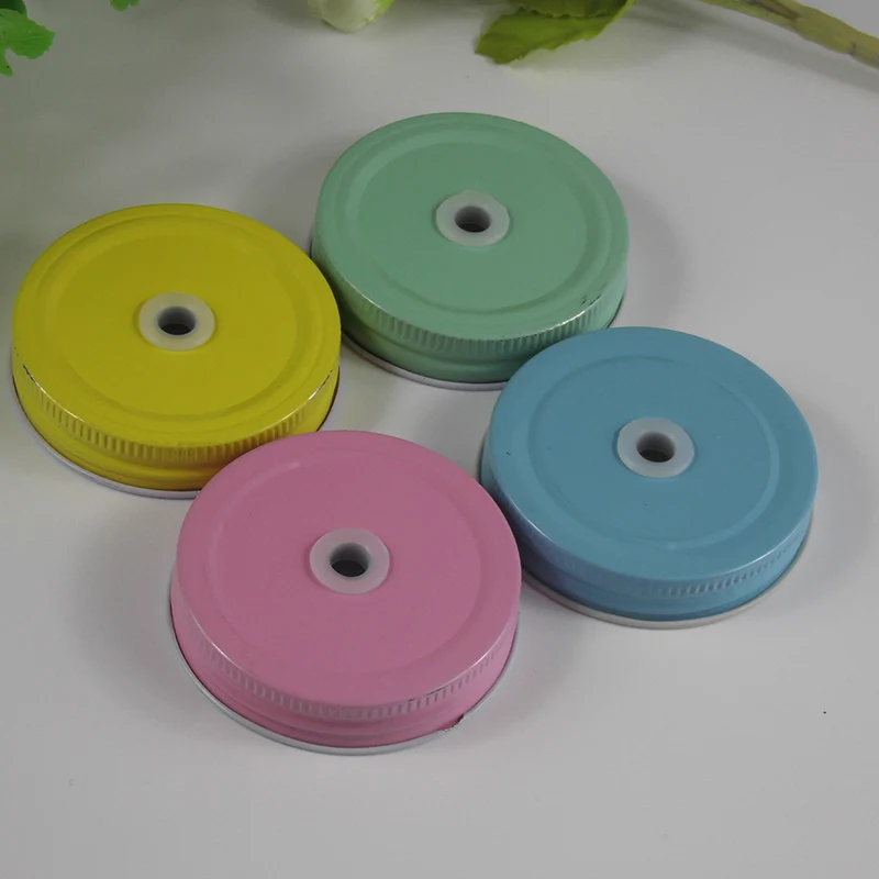 25 Daisy Cut Mason Jar Lids , mason jars and straws NOT included ,Metal